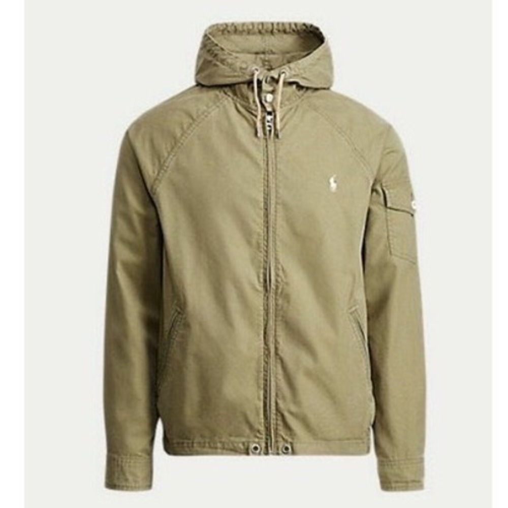 Polo‎ Ralph Lauren Hooded Windbreaker Mens Olive Green Large Utility Jacket